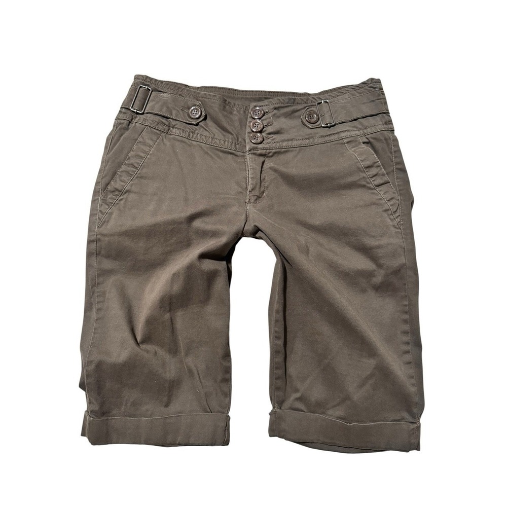 One 5 One Brown Buckle Tab Utility Bermuda Shorts Size 8